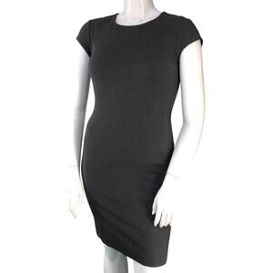 Lafayette 148 New York Womens Size 8 Sheath Dress Crew Neck Cap Sleeve Grey